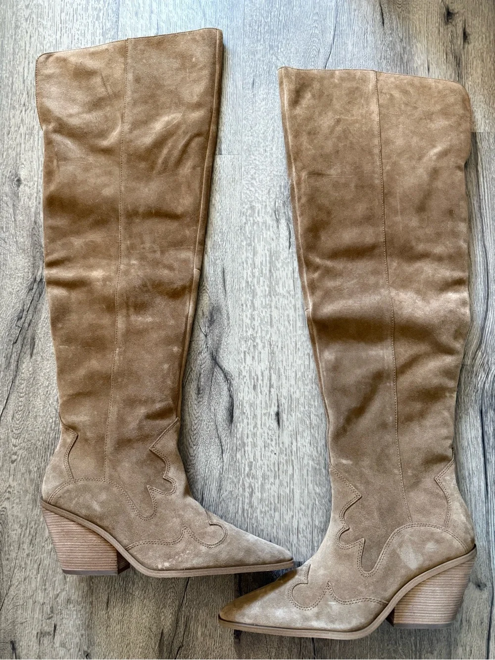 Vince Camuto Shaharla Tan Suede Over-the-Knee Western Boots Size 12M